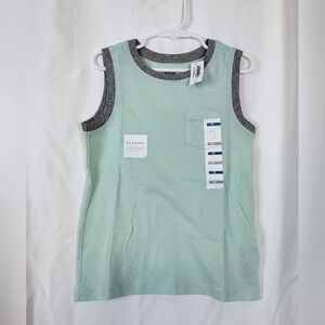 Old Navy Boys‎ Toddler Mint Green Gray Sleeveless Muscle Pocket Tank 5T/5A New